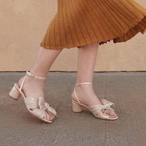 Loeffler Randall Dahlia Platinum Pleated Bow Heels size 8 NEW